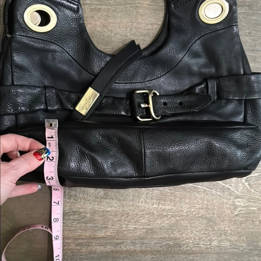 Foley + Corinna Black and Gold Leather Shoulder Bag